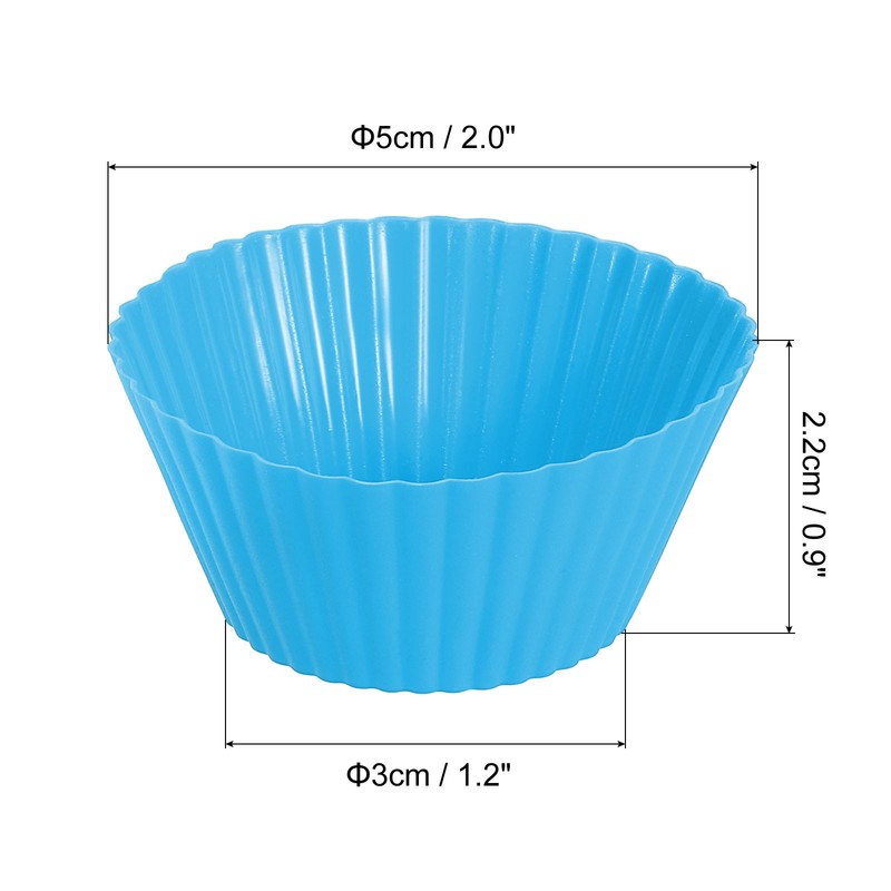 18Pcs Silicone Cupcake Baking Cups, 2.0" Non-Stick Muffins Liners Blue gallery