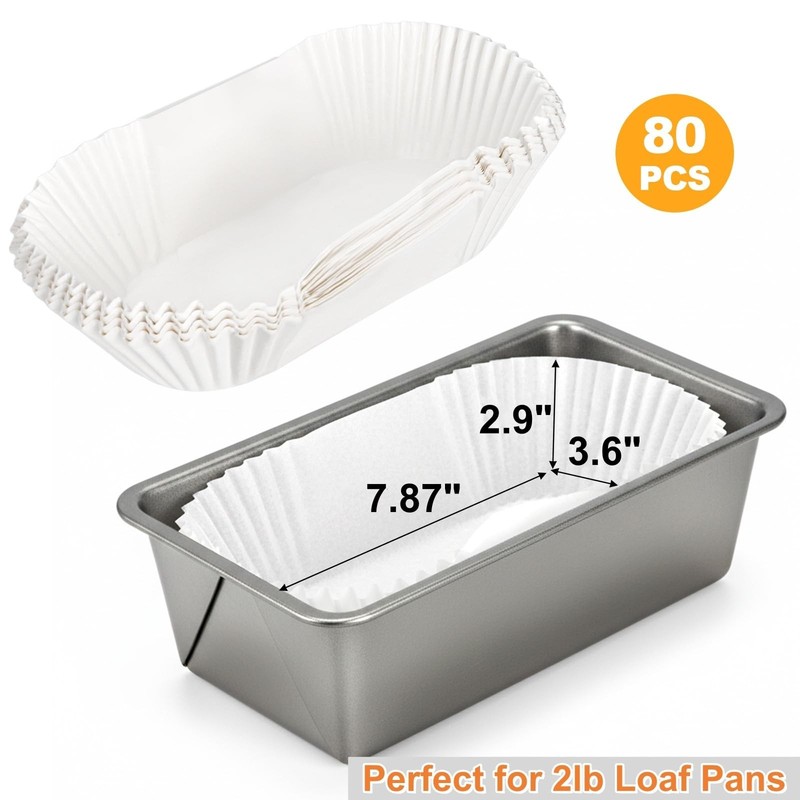 80 PCS Bread Baking Liners, 2 LB Paper Loaf Pan Liners, Greaseproof Bread Tin Li gallery