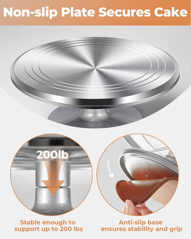 Aluminium Alloy Revolving Cake Stand 12 Inch Rotating Cake Turntable for Cake, C gallery