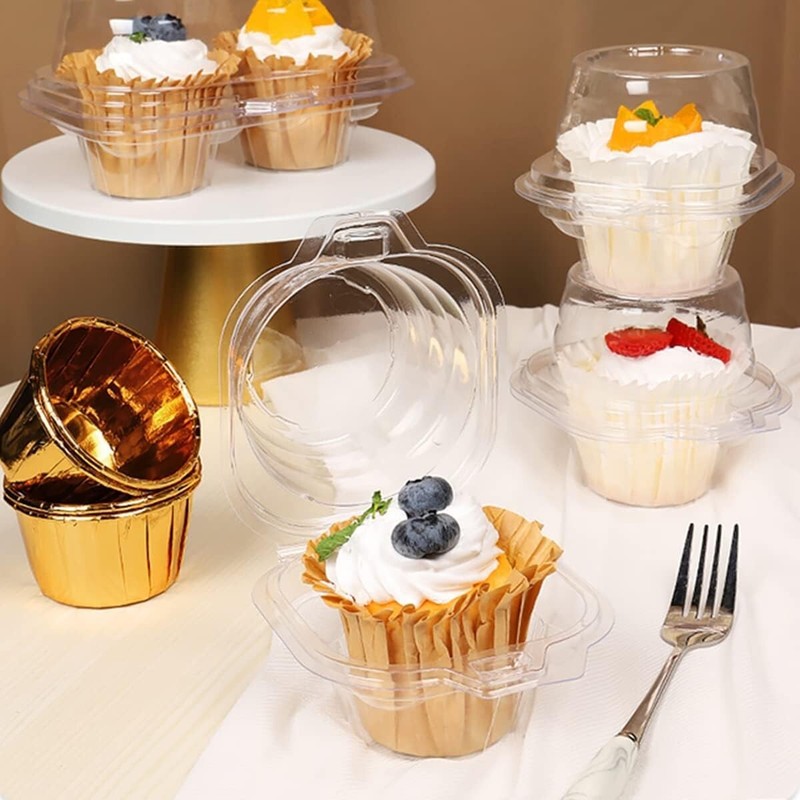 Individual Clear Plastic Cupcake Containers 100 pcs Disposable Dome Lids gallery