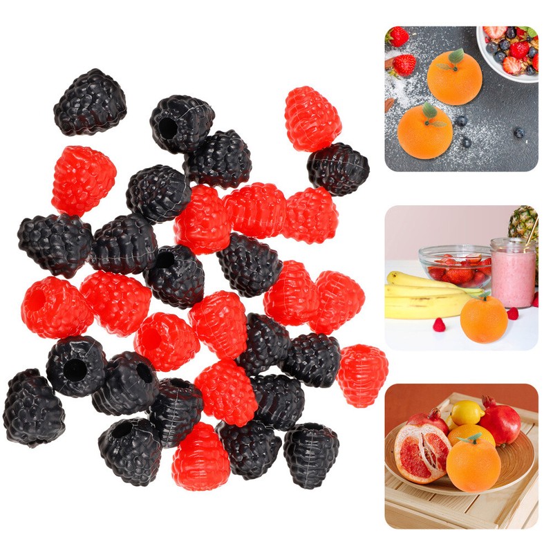 40PCS Raspberry Model Cabinet Raspberry Decor Photo Prop Simulated Fruit Models