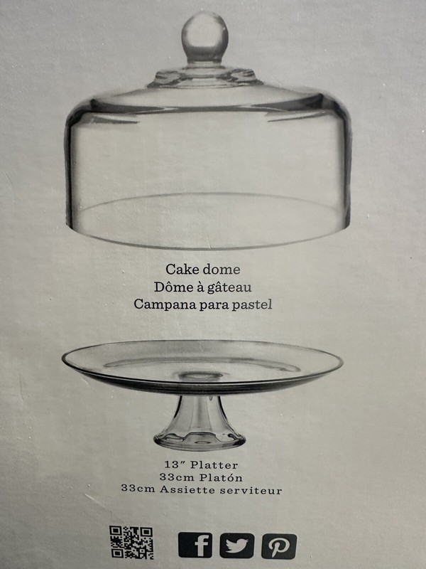 Anchor Hocking Entertainers 2 Piece Glass Domed Cake Set in Original Box NIB 13” gallery