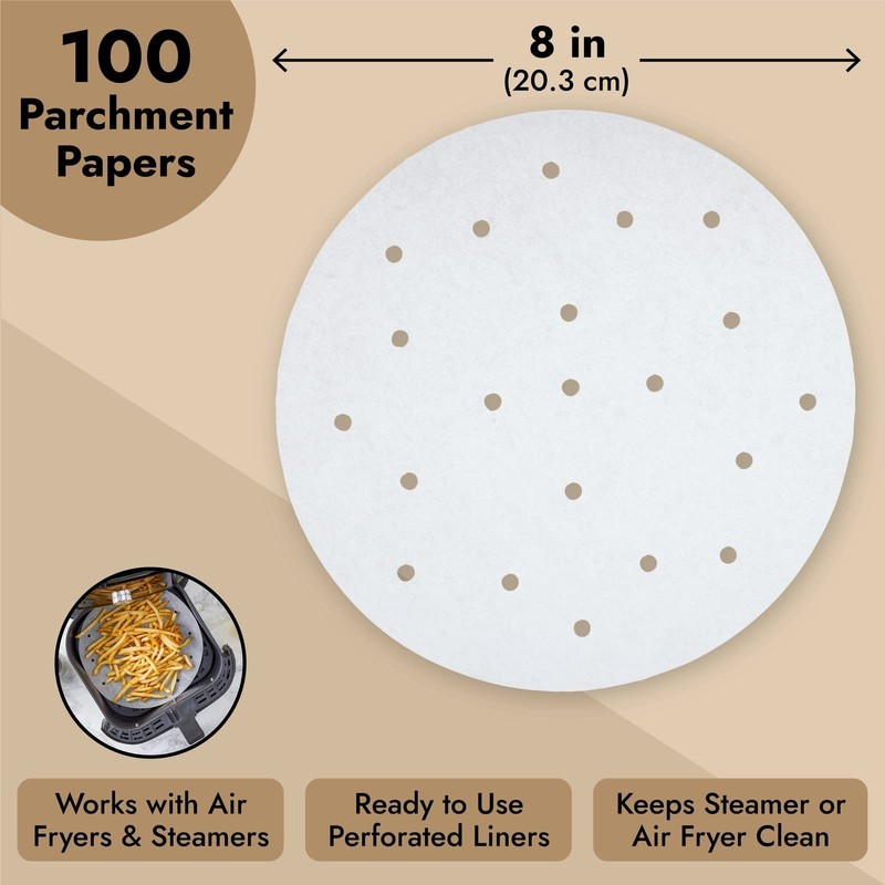 Juvale Air Fryer Liners Disposable - 8-Inch White, 8 inches, 8 Inch gallery