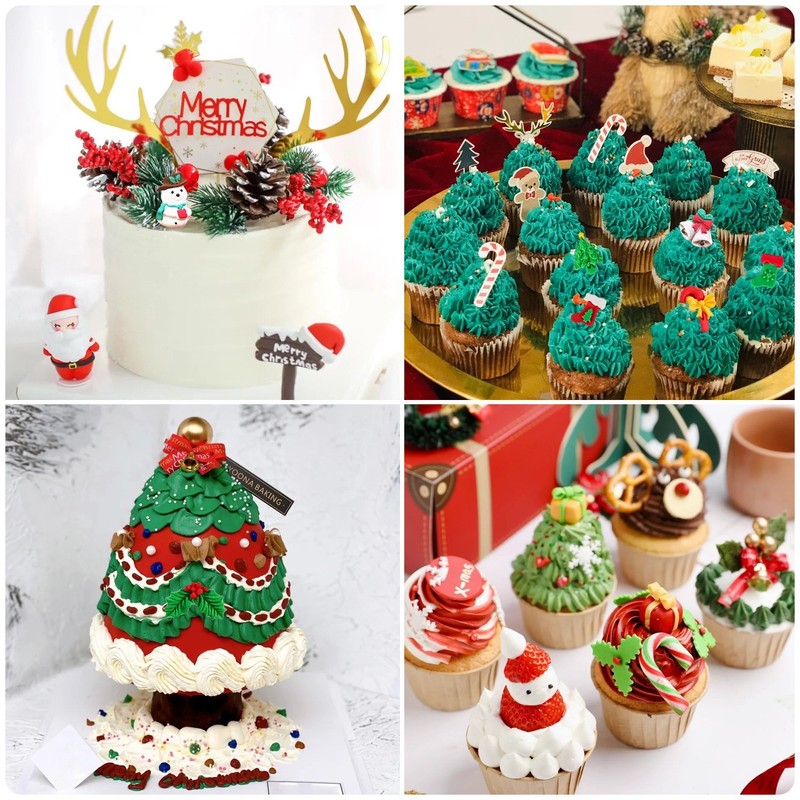 Christmas Silicone Mold Bell Holly Leaf Santa Reindeer Fondant Cake Decorating gallery