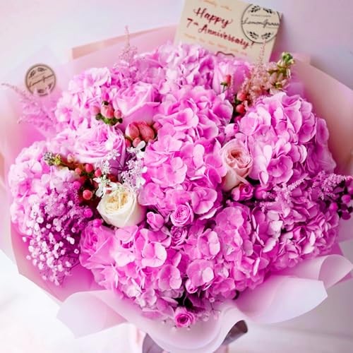 5pcs Hydrangea Artificial Flowers Real Touch 20 inch Lifelike Dark Fuchsia gallery