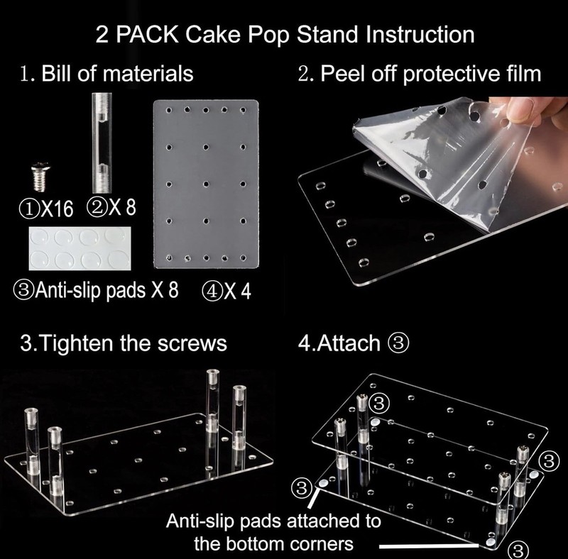Acrylic Cake Pop Stand Kit 2 Pack With 100 Desert Bags And Twist Ties gallery