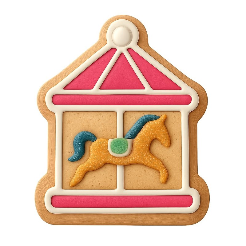Modern Merry Go Round Cookie Cutter & Stamp, Fondant & Clay - 4x3.5 gallery