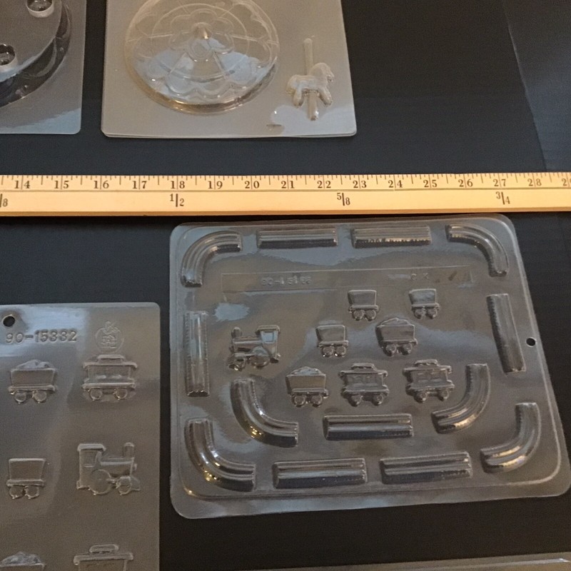 Vintage Plastic Candy Molds Lot Of 7, Carnival, Skateboard, Merry Go Round gallery