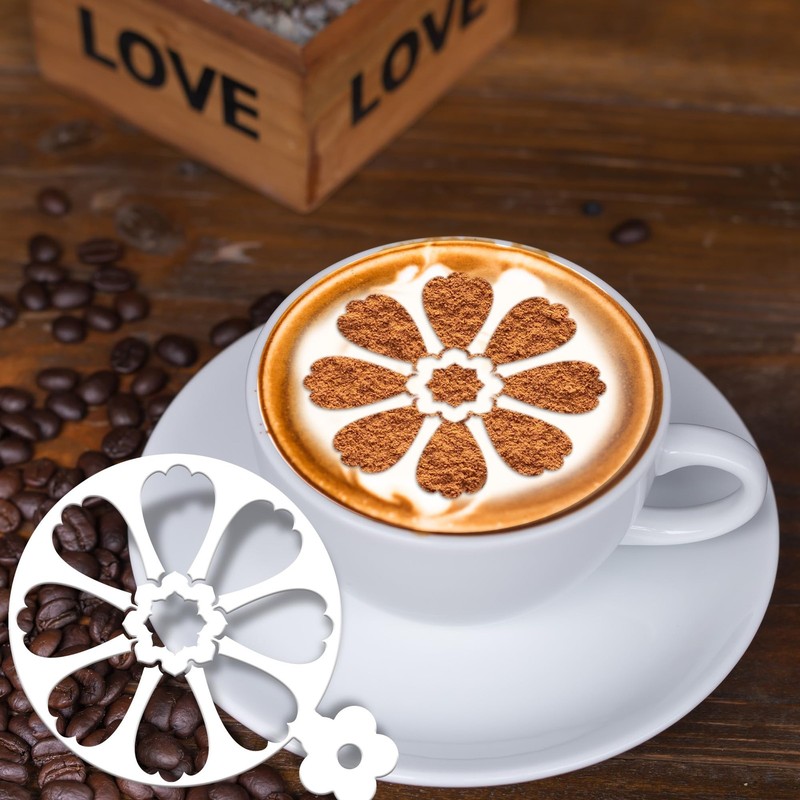 25 PCS Mandala Flower Coffee Stencils Cookies Sourdough Bread Floral Decor gallery