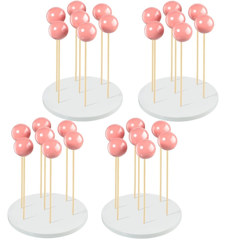 Wooden Cake Pop Stand 4 Pieces 7 Hole Lollipop Holder Rustic Sucker Display S…