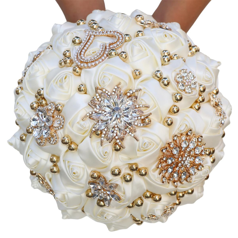 Mhojpik Bridal Wedding Bouquet Round Holding Bouquet Throw Toss Artificial Rose