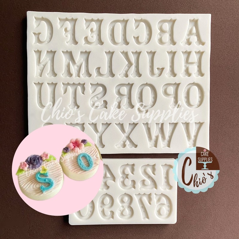 Alphabet Uppercase Letters & Numbers Silicone Molds Design No. 016