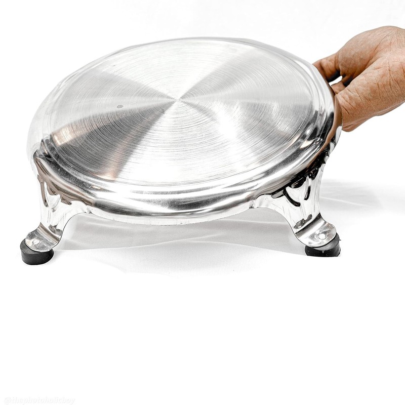 Indian Traditional Stainless Steel Classic Heavy Chakla -Belan Rolling Pin Set gallery