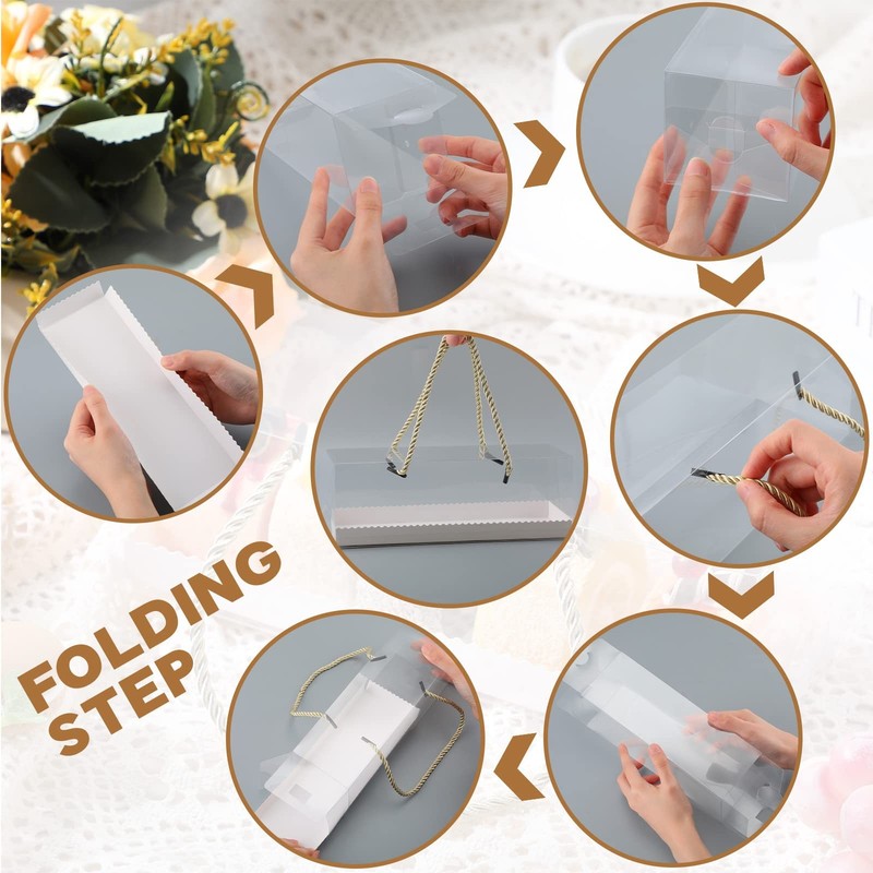 30PCS Clear Cupcake Boxes Portable Gable Handles Rectangular Container 9x3x3Inch gallery