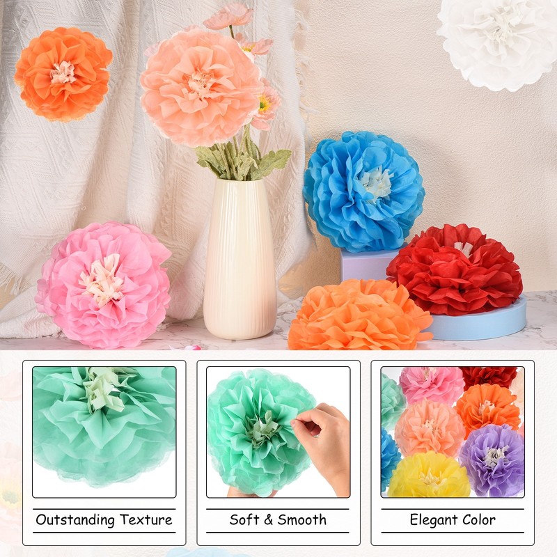 Crepe Paper Flowers, Mint Green Tissue Paper Flowers - 10 x 10 Inch / 6 Pcs gallery