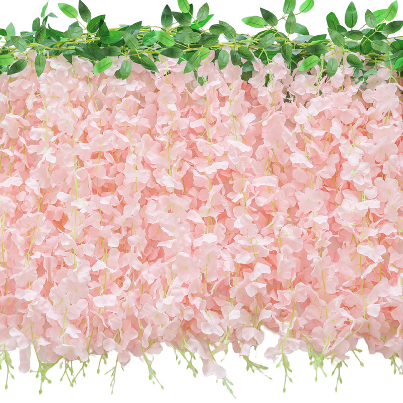 Sivepy 60 Branches Wisteria Hanging Flowers 4Pcs Wisteria Artificial Flowers