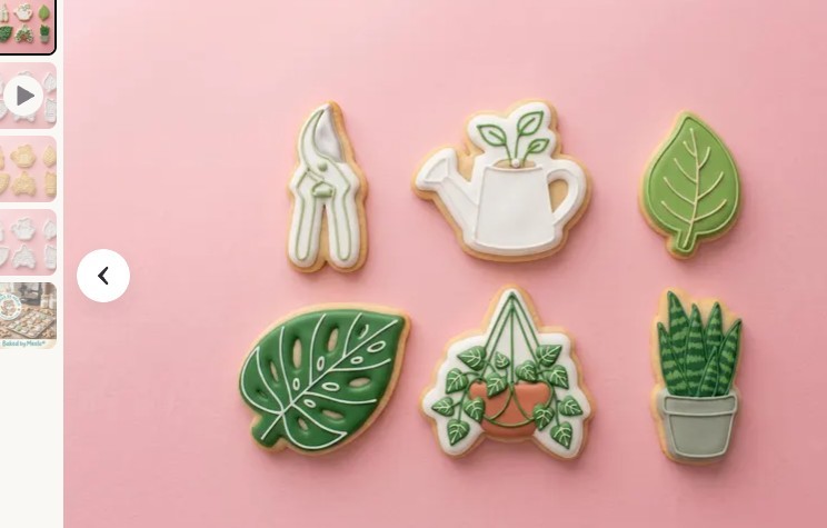 Garden Plant & Tool Cookie Cutters Set Green White Plastic Metal Floral Theme