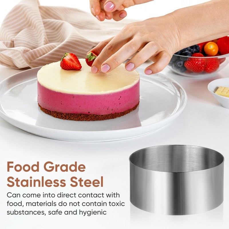 4Pcs Silver Stainless Steel Reusable Cake Cutters Mousse and Cookie Tools gallery
