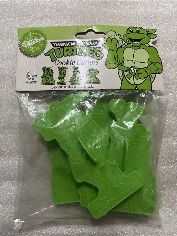 Wilton – Teenage Mutant Ninja Turtles Cookie Cutter Stamp Set of 4 VINTAGE NEW