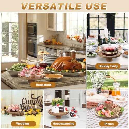 Acacia Wood Cake Stand with Lid, 12'' Round Cake Holder with Clear Acrylic gallery