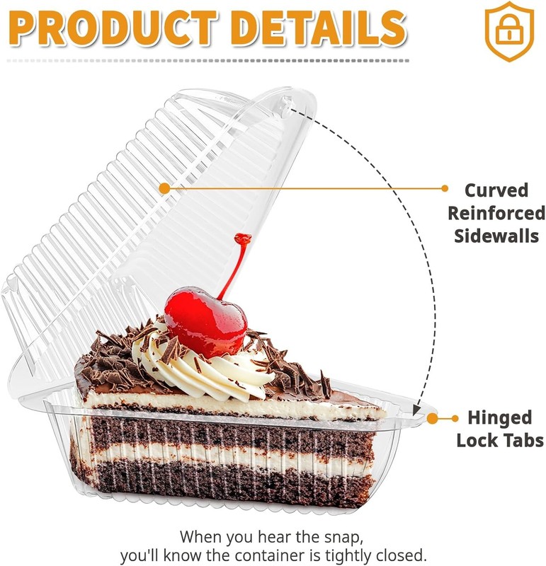 50 Pack Triangle Cake Slice Containers To Go Dessert Boxes | Disposable Pie gallery
