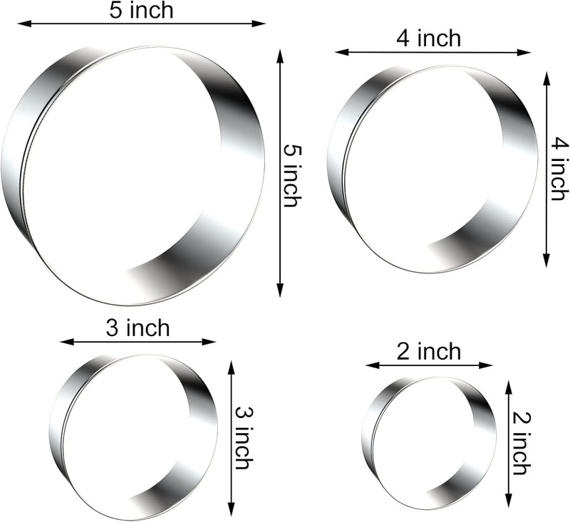Set Cortadores Galletas Circulares Donas 5 4 3 2 Pulg Acero Inoxidable gallery