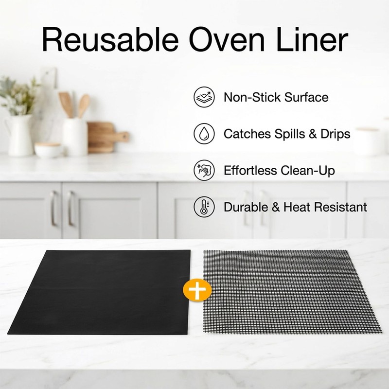 6 Pack 12 Inch Black Air Fryer Oven Liners Reusable Non Stick Mats gallery
