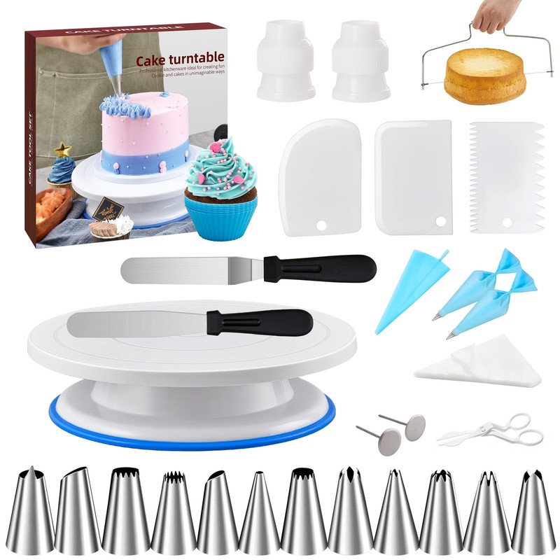 Cake Decorating Tools Supplies Kit – 82Pcs Baking Accessories with Turntable …