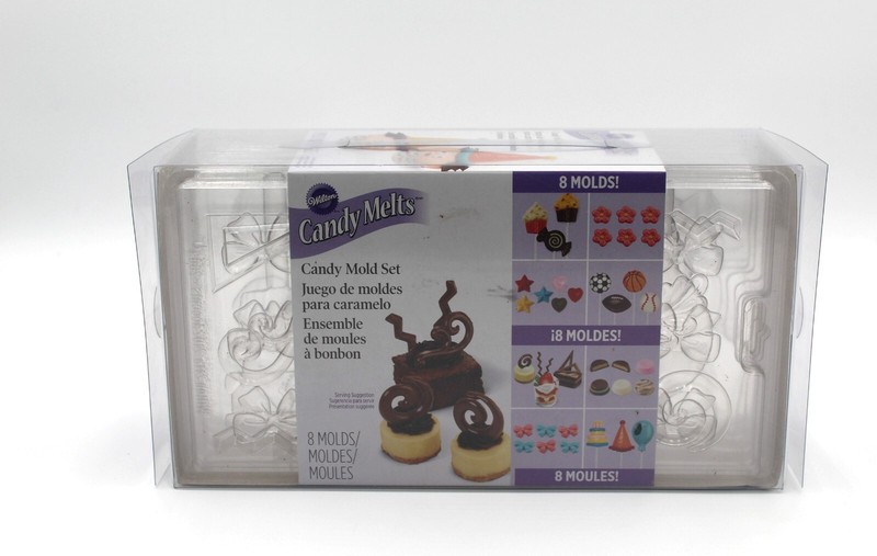 Wilton Candy Melts Mold Set 8 Trays Molds Stars Hearts Balls Bows Flowers NOS gallery