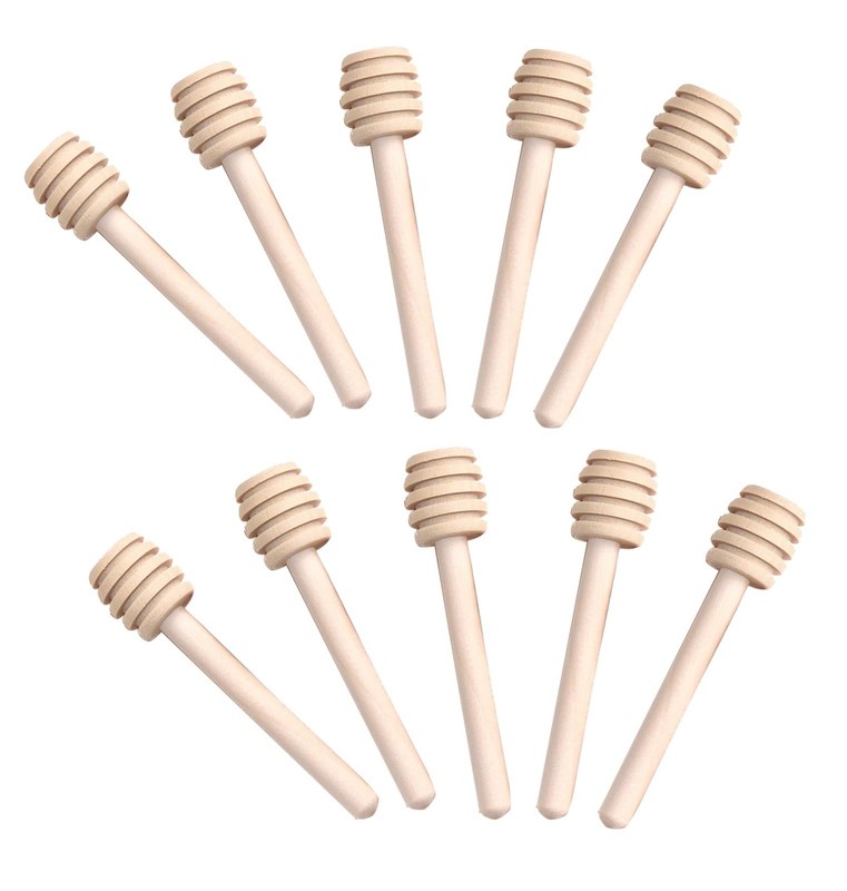 10Pcs 3Inch Wooden Honey Dipper Sticks Honey Jar Wands for Collecting Dispensing