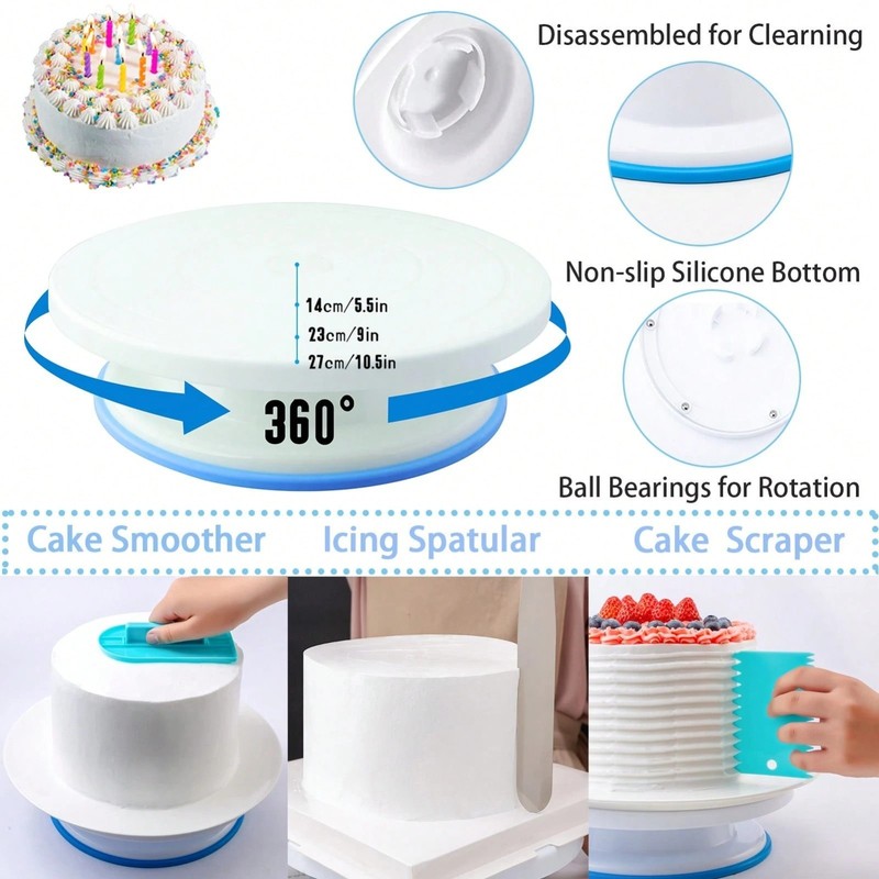 Beginner Cake Decorating Kit Turntable Piping Tools Creative Baking Set Easy Lea gallery