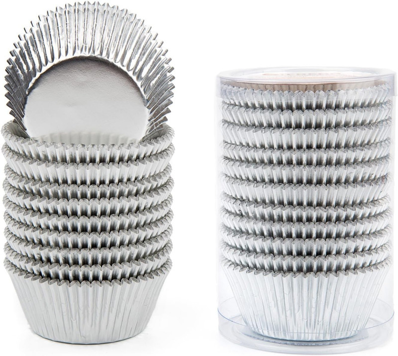 Standard Silver Foil Cupcake Liners Metallic Paper Muffin Baking Cups 200-Count gallery