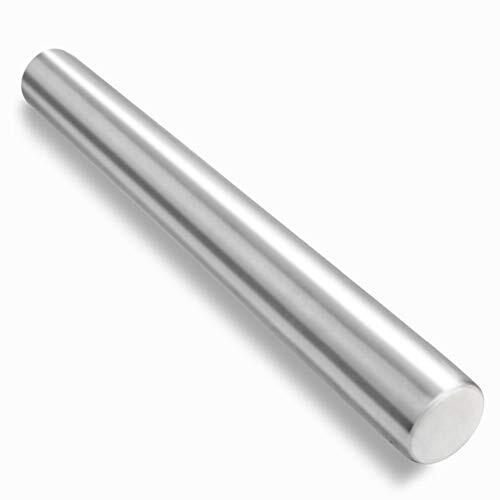 Checkered Chef Stainless Steel French Rolling Pin, Metal Rolling Pin for Baking
