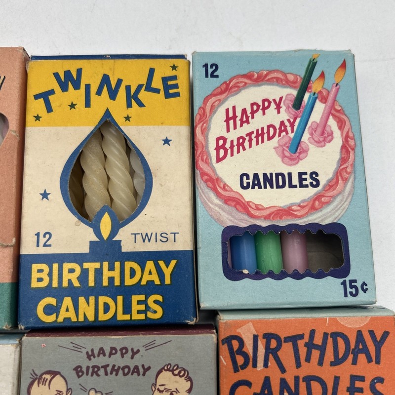 Lot Of 8 Vintage Birthday Candles In Boxes MCM Kitchen Cake Candles gallery
