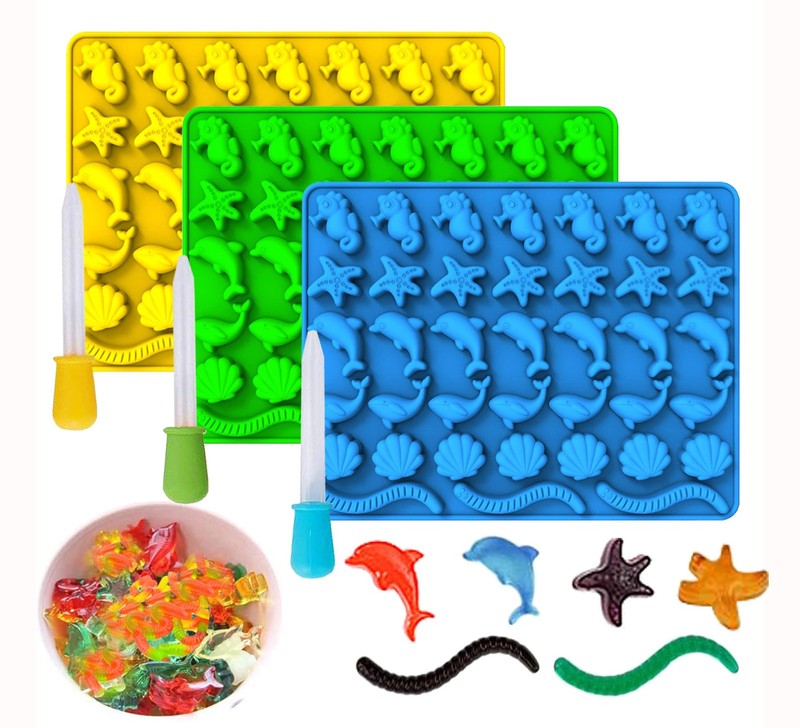 Mini Gummy Ocean Animals Silicone Candy Molds Including Hippocampus, Starfish…