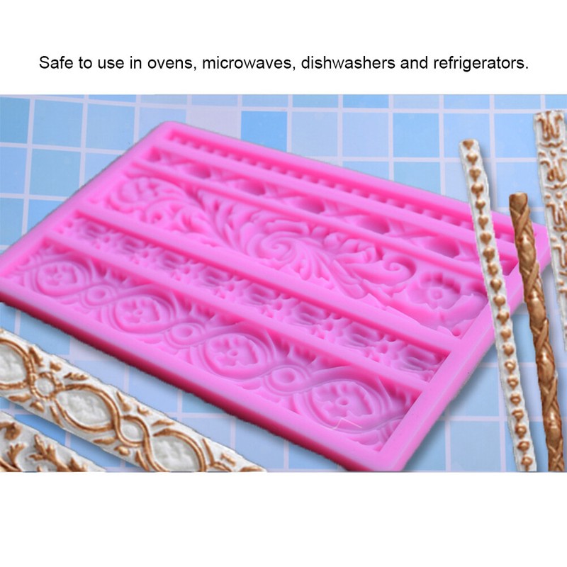 New DIY Baroque Scroll Relief Cake Border Silicone Molds European Frame Cake Ne gallery