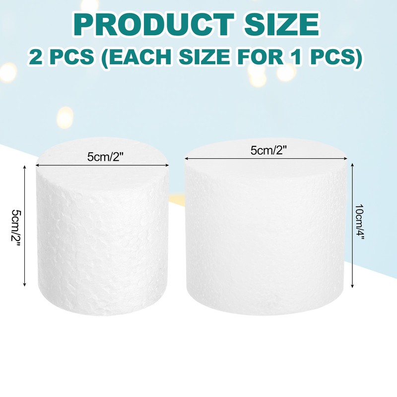 Round Foam Cake Dummy, 2"x 2", 4"x 2" White Fake Cake Circles Dummies, 2Pcs gallery