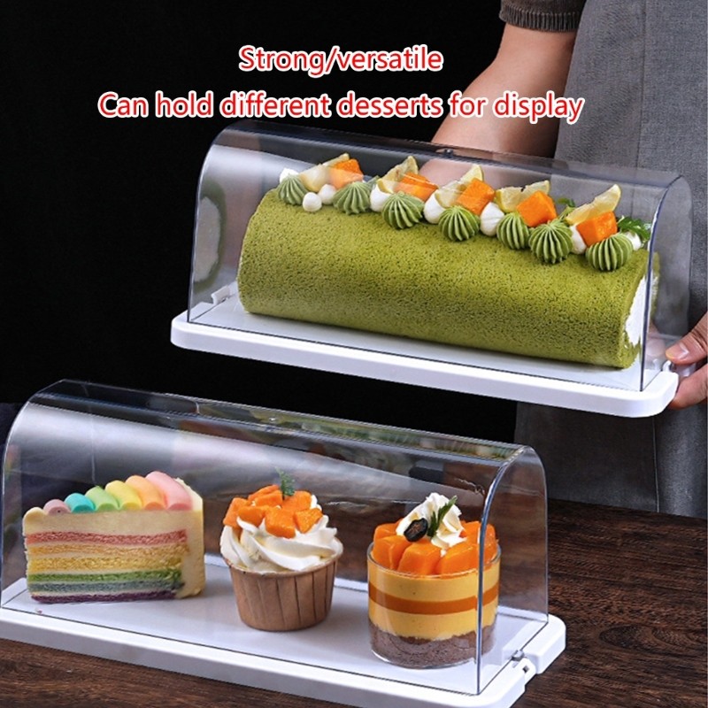 Roll Cake Display Container with Clear Dome Plastic Muffins Cheese Display Box gallery