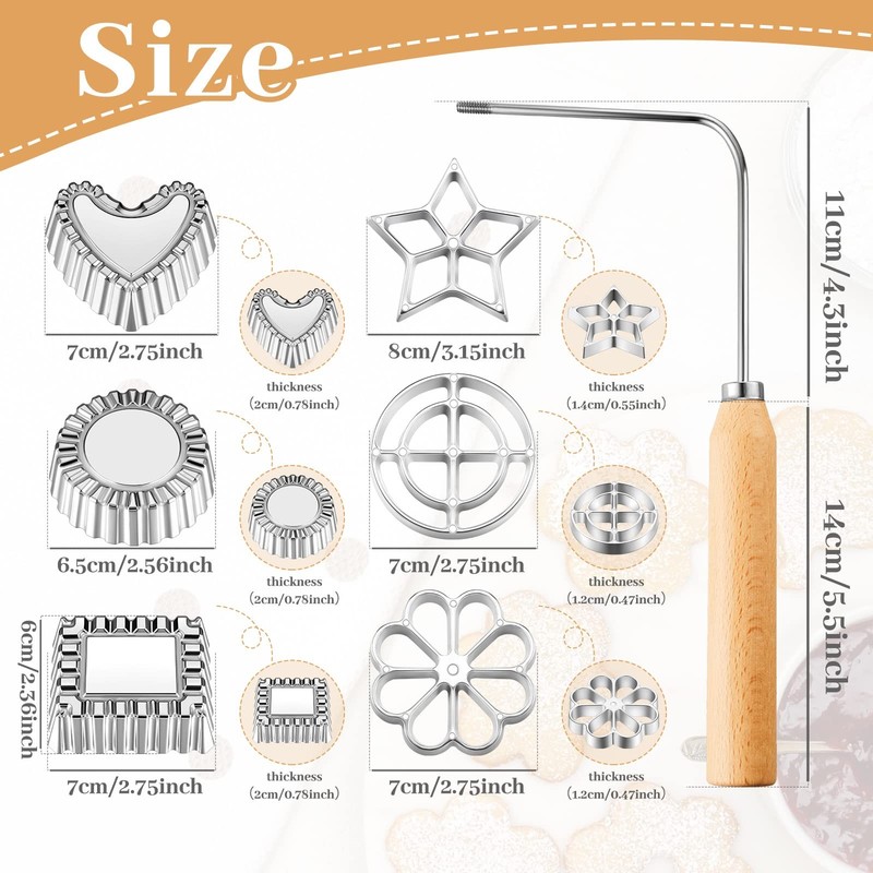 7 Pcs Achappam Bunuelos Mold with Handle Rosette Iron Set Aluminum Rosette Maker gallery