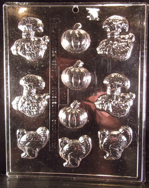 Partyworld Plastic Thanksgiving Chocolate Candy Mold Wheat, Pumpkin, Turkey