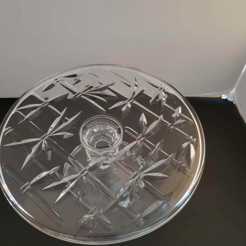 VTG Cake Plate with pedestal Bamboo branches design pattern. Free shipping gallery