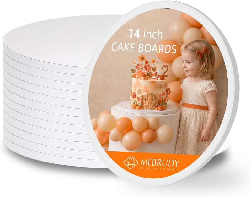 MEBRUDY 12 PCS Cake Boards 14 Inch Round,1/2 Inch Thick Sturdy Cake Drums, Food