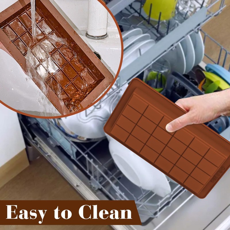 2 PCS Deep Chocolate Bar Molds Large Thick Silicone Candy Mould Jumbo 24 Snap gallery