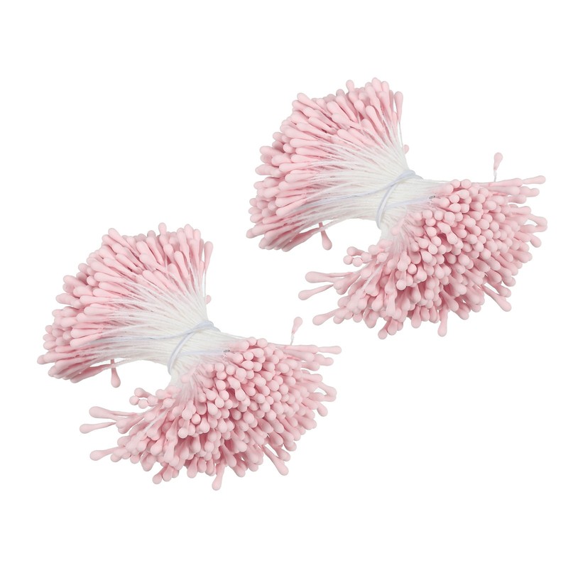700Pcs Double Heads Flower Stamen Artificial Flower Stamen Pistil Light Pink
