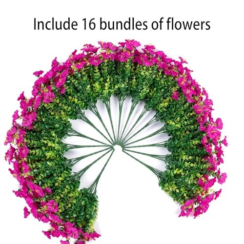 Artificial Outdoor Flowers 16 Bundles Fake Morning Glory Flower Outdoor Fuchsia gallery