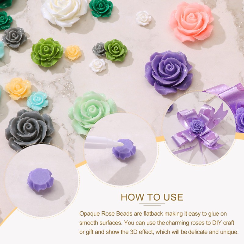 50 Pcs Grey Resin Rose Flower Beads, 10mm Flatback Flower Charm gallery