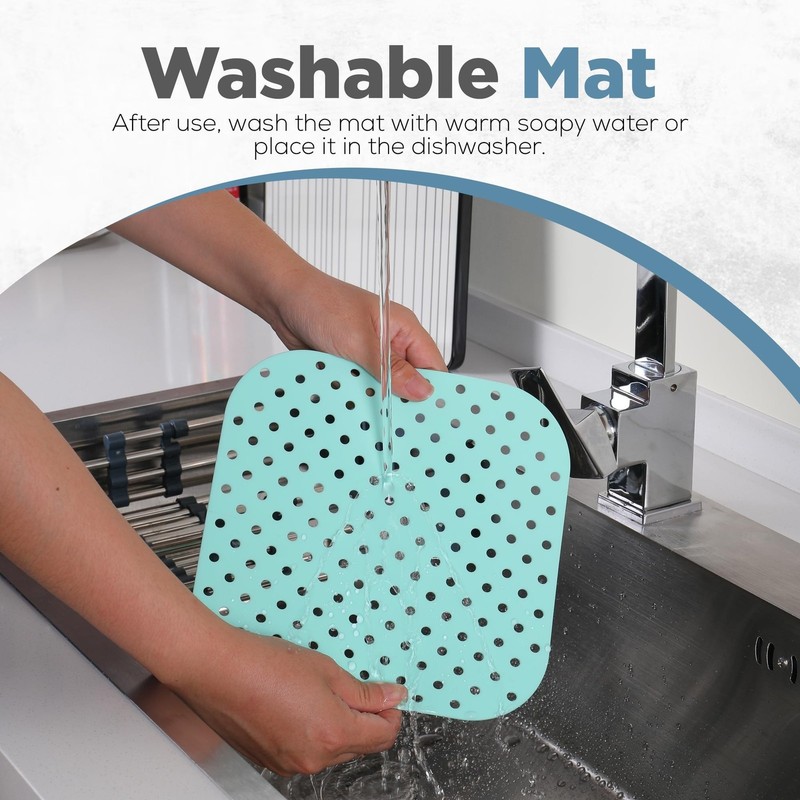 Square Silicone Air Fryer Liners | Washable & Reusable 3-Pack (8.5 x 8.5") - ... gallery