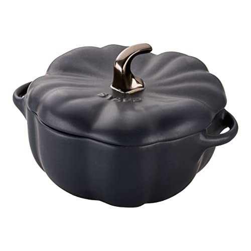 Staub &quotPumpkin Cocotte Black 15cm 0.68ml&quot Ceramic Heat-Resistant Storage