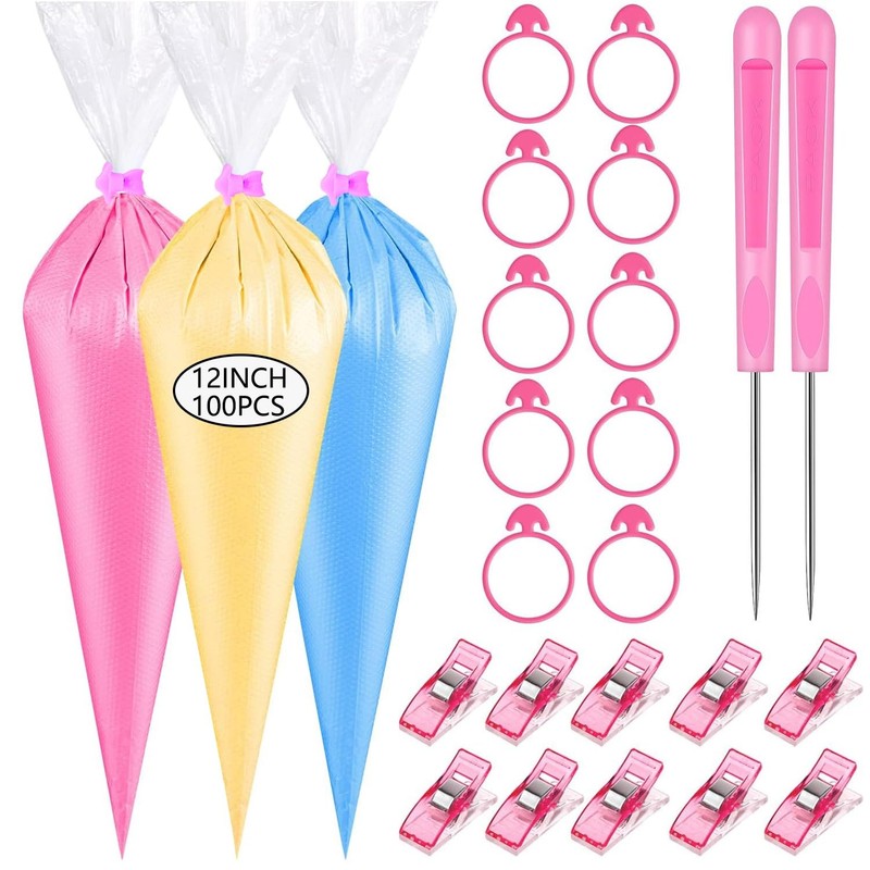 122PCS Tipless Piping Bags Disposable Pastry Bag for Cookies Cake Decorating