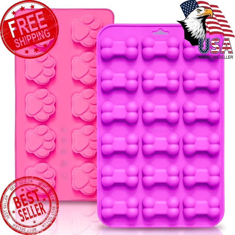 Anaeat Silicone Molds Dog Paw Bone 2 Pack